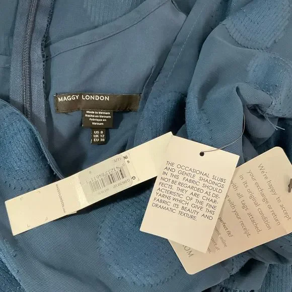 Maggy London nwt blue flutter sleeve midi dress - Picture 10 of 11